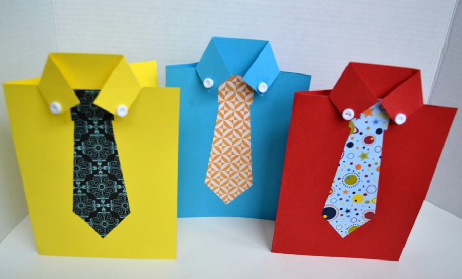 Открытка «рубашка с галстуком» — 6 вариантов поделки с пошаговыми инструкциями