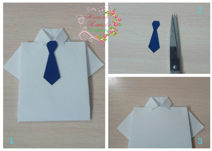 Как сделать оригами рубашку с галстуком из бумаги