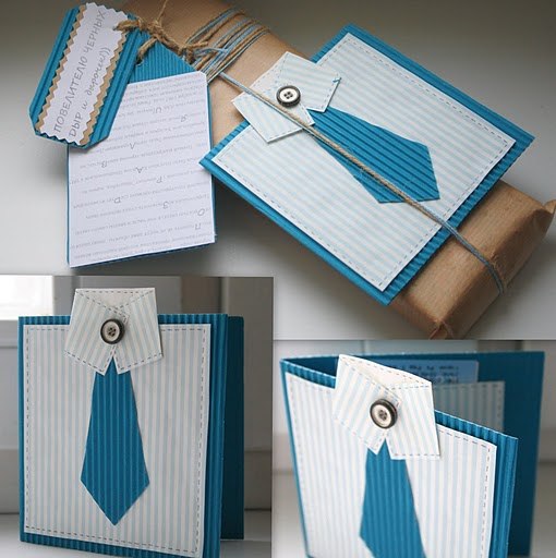 Открытка оригами «Рубашка с галстуком»
